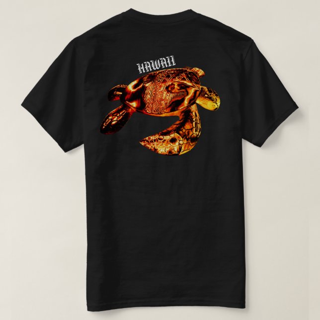 Hawaii Tribal Honu Lava T-Shirt (Design Rückseite)