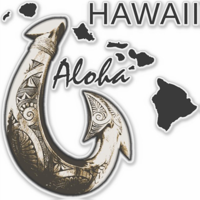 Hawaii Tribal Hook - ALOHA HAWAII Aufkleber (Vorderseite)