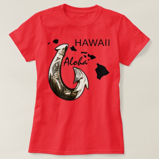 Hawaii Tribal Hook ALOHA HAWAII T-Shirt (Design vorne)