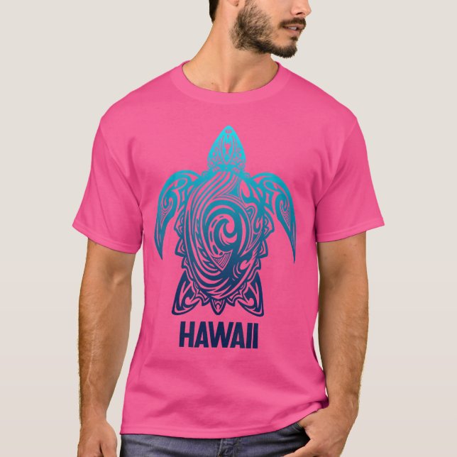 Hawaii Tribal Sea Turtle Hawaiian Surfer Scuba Div T-Shirt (Vorderseite)
