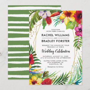 Hawaii Tropical Beach Floral Wedding Einladung