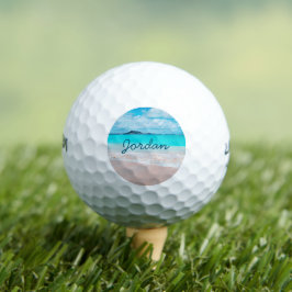 Hawaii Tropical Beach Foto Monogram Name Script Golfball