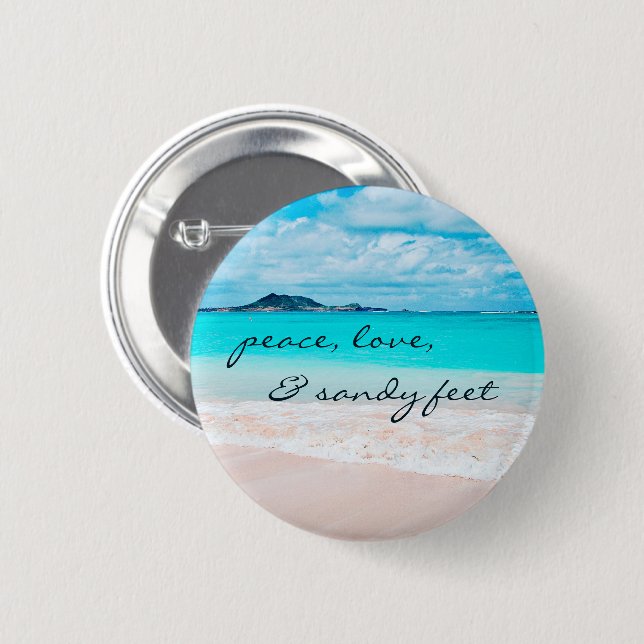 Hawaii Tropical Beach Foto Peace Liebe Button (Vorne & Hinten)