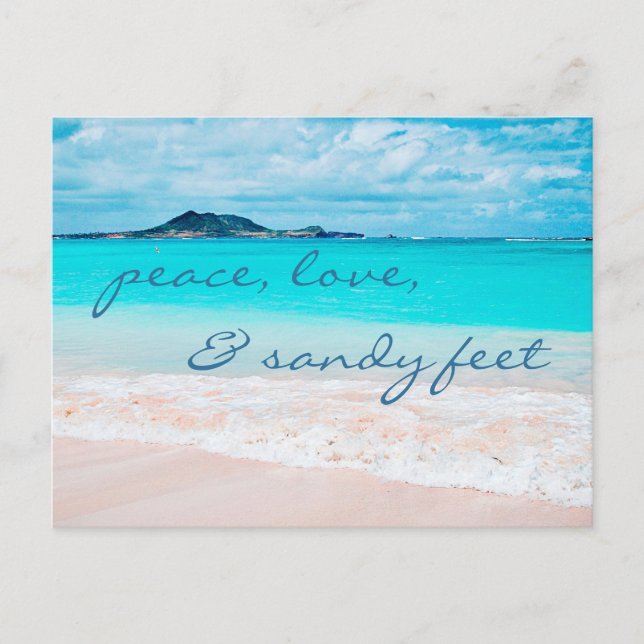 Hawaii Tropical Beach Peace Liebe Sandy Feet Scrip Postkarte (Vorderseite)
