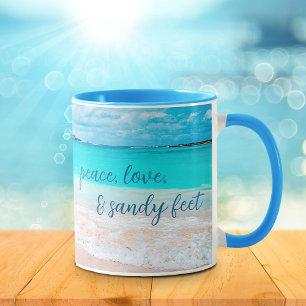 Hawaii Tropical Beach Peace Liebe Sandy Feet Scrip Tasse