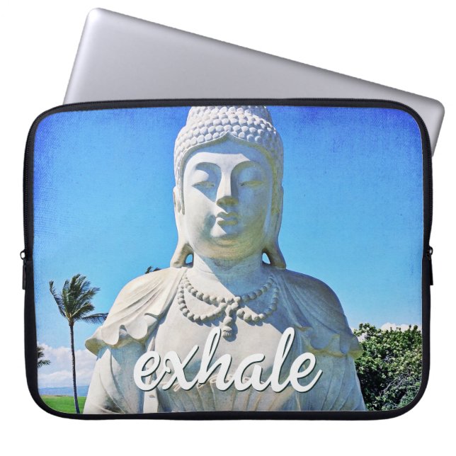 Hawaii Tropical Buddha Foto Exhale Zitatskript Laptopschutzhülle (Vorderseite)