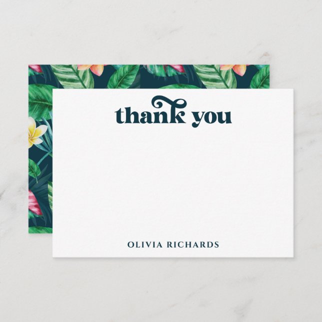 Hawaii Tropical Palm Blätter Luau Brautparty Dankeskarte (Vorne/Hinten)