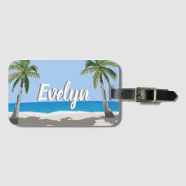 Hawaii Tropical Palm Tree Beach Personalized  Gepäckanhänger