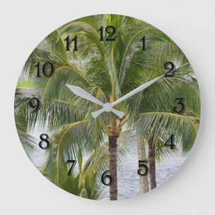 Hawaii Tropical Palm Trees Große Wanduhr