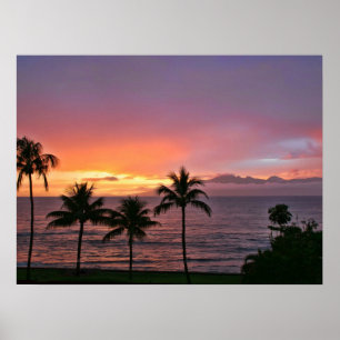 Hawaii Tropical Sunset am Strand Poster