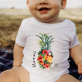 Hawaii Tropische Ananas mit Blume, Familienname Baby Strampler