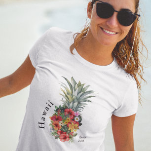 Hawaii Tropische Ananas mit Blume, Familienname T-Shirt
