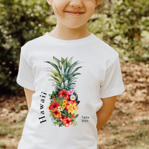 Hawaii Tropische Ananas mit Blume, Familienname T-Shirt