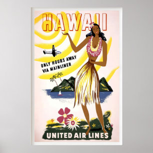 Hawaii Tropische Insel Vereinigte Staaten Vintage Poster