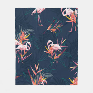 Hawaii Tropischer Flamingo mit Bird of Paradise Fl Fleecedecke