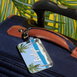 Hawaii-Tropischer-Palmbaum-Strand-Personalisiert  Gepäckanhänger