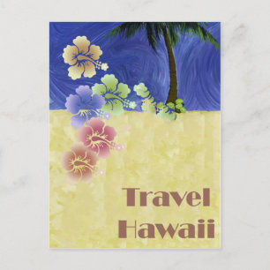 Hawaii Tropischer Strand Retro Vintage Reiseplakat Postkarte