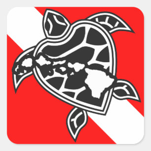 Hawaii Turtle Dive Flag Quadratischer Aufkleber