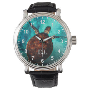 Hawaii Turtle Honu Monogrammnummern Armbanduhr