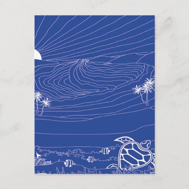 Hawaii Turtle - Honu Postkarte (Vorderseite)