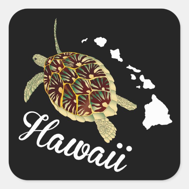 Hawaii Turtle Quadratischer Aufkleber (Vorderseite)
