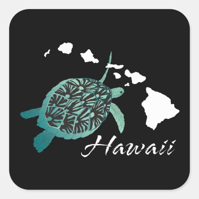 Hawaii Turtle Quadratischer Aufkleber (Vorderseite)
