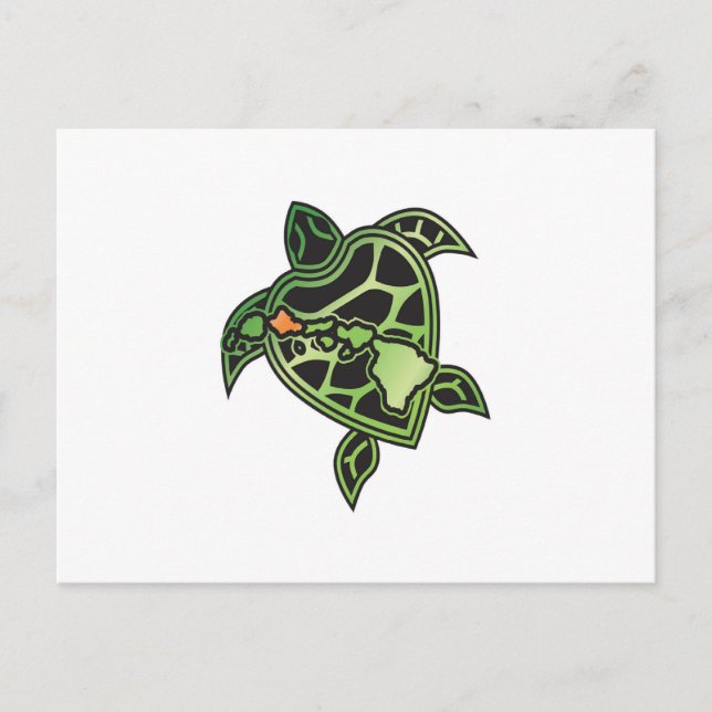 Hawaii-Turtle und Hawaii-Inseln Postkarte (Vorderseite)