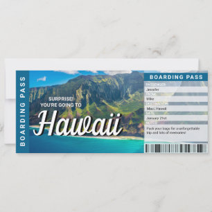 Hawaii-Überraschungsreise-Boarding-Pass-Ticketkart Einladung