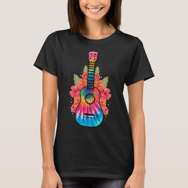 Hawaii Uke Blume Ukulele Guitar T-Shirt (Vorderseite)
