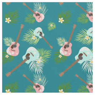 Hawaii Ukulele Floral Stoff