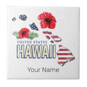 Hawaii United Staaten Retro Staat Map USA Souvenir Fliese