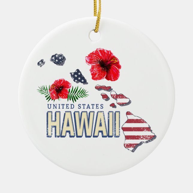 Hawaii United Staaten Retro Staat Map USA Souvenir Keramik Ornament (Vorne)
