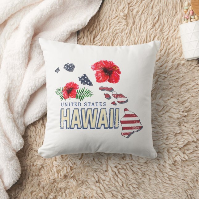 Hawaii United Staaten Retro Staat Map USA Souvenir Kissen (Decke)