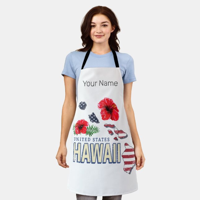 Hawaii United Staaten Retro Staat Map USA Souvenir Schürze (Getragen)