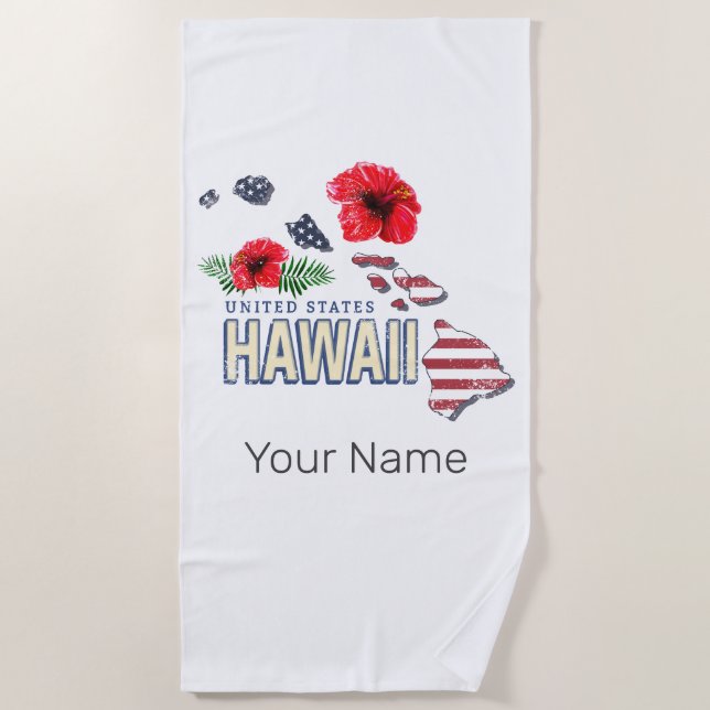 Hawaii United Staaten Retro Staat Map USA Souvenir Strandtuch (Vorderseite)
