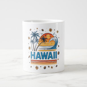 Hawaii-Urlaub-Sonnenuntergang 70er Jahre Strand Jumbo-Tasse