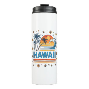 Hawaii-Urlaub-Sonnenuntergang 70er Strand Thermosbecher