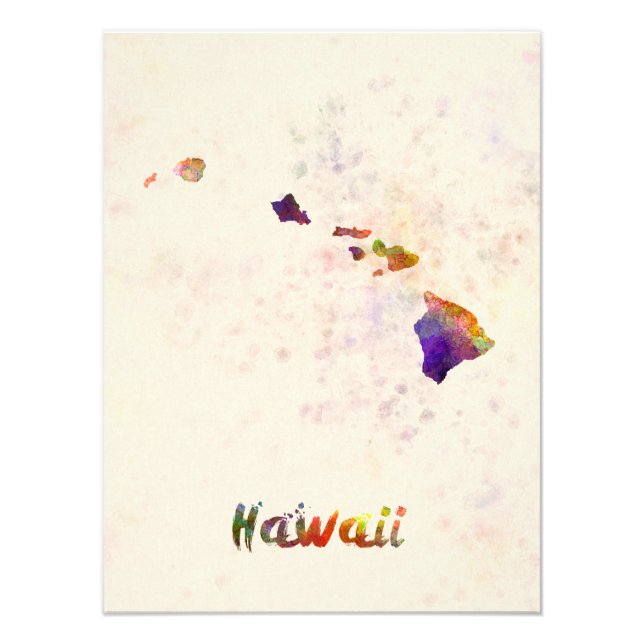 Hawaii US state im Watercolor Fotodruck (Vorne)
