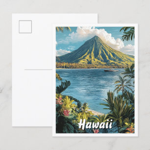 Hawaii USA Art Vintag Illustration Travel Postkarte