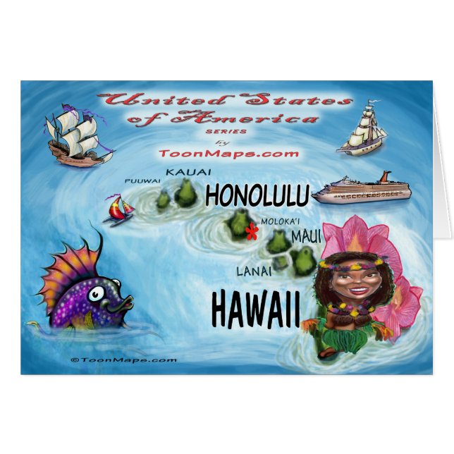 Hawaii USA Card (Vorderseite (Horizontal))