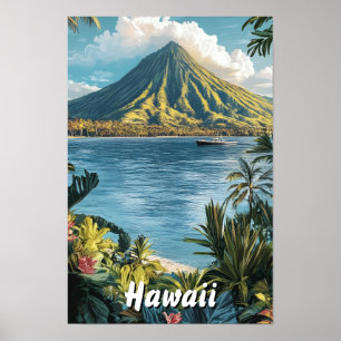 Hawaii USA Kunst Vintage-Illustration Reise Poster