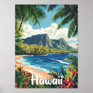 Hawaii USA Kunst Vintage Illustration Reise Poster