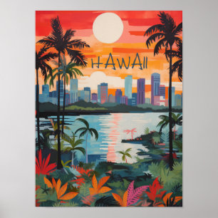 Hawaii USA Reise Stadt Malerei Ästhetik Poster