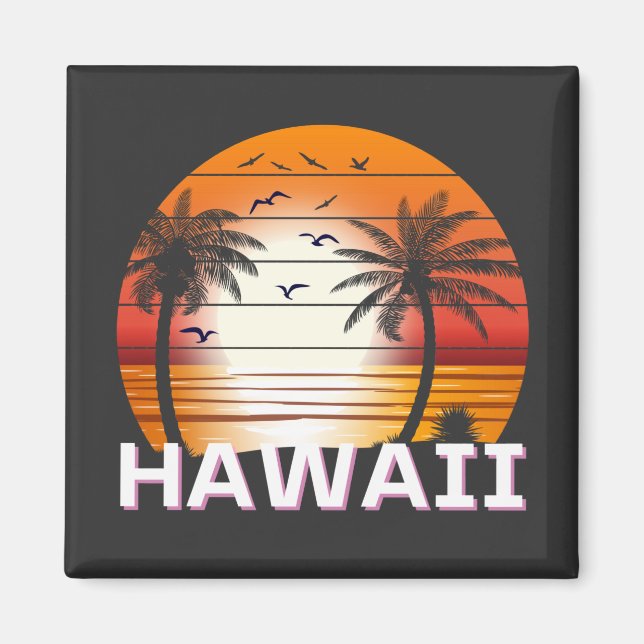 Hawaii Vintag Palm Trees Summer Beach Magnet (Vorne)