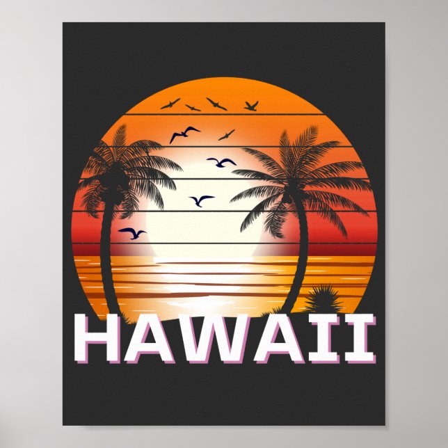 Hawaii Vintag Palm Trees Summer Beach Poster (Vorne)