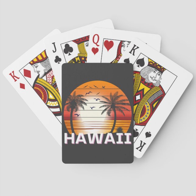 Hawaii Vintag Palm Trees Summer Beach Spielkarten (Rückseite)