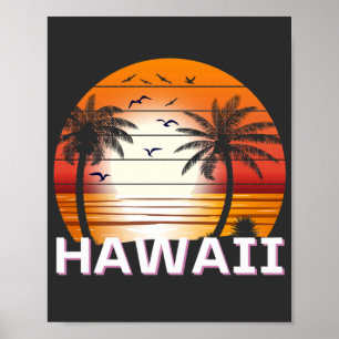 Hawaii Vintage Palmen Sommer Strand Poster