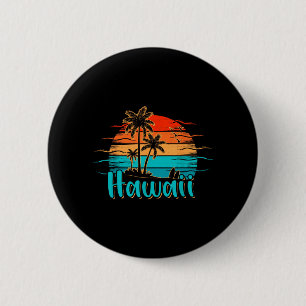 Hawaii Vintage-Palmenbaum-Sonnenuntergang Tropisch Button