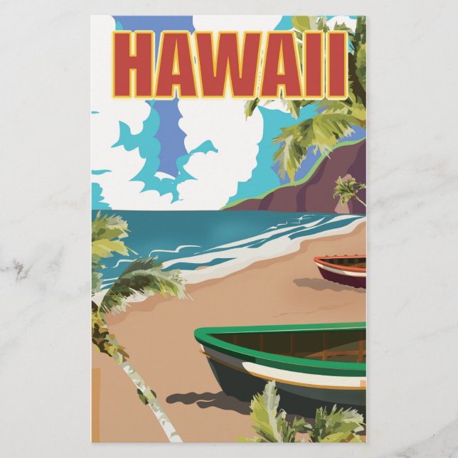 Hawaii Vintage Reiseplakat Briefpapier (Vorderseite)