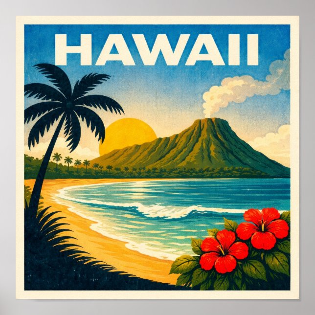 Hawaii Vintage Reiseplakat Poster (Vorne)
